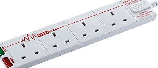 Masterplug SRG44-MS 4-Gang Surge Protected Indoor Power Socket with 4 m Extension Lead - White