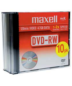 Maxell DVD-RW Pack of 10 in Jewel Cases