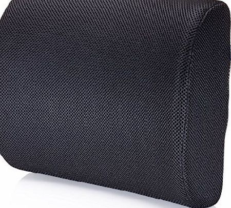 MemorySoft Premium Lumbar Support Pillow by MemorySoft - Memory Foam Lower Back Support Cushion for your Home, Office Chair, and Car - NEW Ergonomic Memory Foam Design with Cool Mesh Fabric (Black)