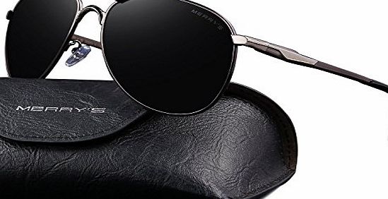 MERRYS Mens Aviator Polarized Sunglasses Coating Lens Driving Shades S8712 (Grayamp;Black)