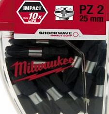 Milwaukee 4932352553 No.2 PZ2 Shockwave Impact Duty Screwdriver Bits   Tic Tac Box