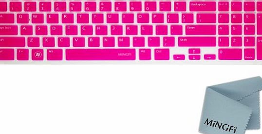 MiNGFi Silicone Keyboard Cover Protector Skin for Dell Inspiron 15R N5110 M5110 M511R US Keyboard Layout - Translucent Hot Pink