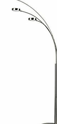 MiniSun Modern 3 Way Curved Arm LED Floor Lamp in a Brushed Chrome Finish