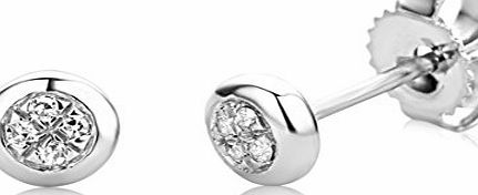Miore 9 ct White Gold Diamond Set Rubover Stud Earrings