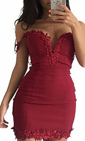 Miss Floral Womens Red Bandeau Lace Plunge Mini Dress Size 6 - 14