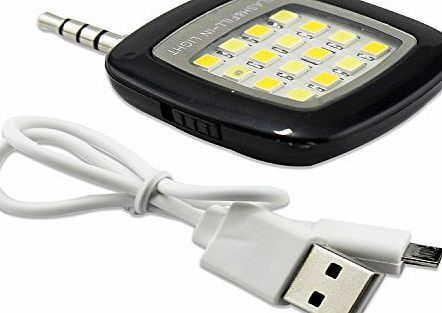 Mixed-Gadgets Portable 16 LED Smartphone Flash Fill-light for iPhone 5 5s 6 6  iPad iPod Android Smartphones Tablets Digital Camera with USB Cable Black