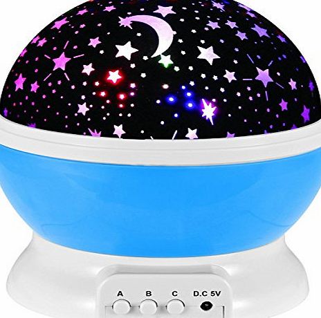 MKQPOWER Moon Star lighting Lamp, 4 LED beads Rotating Romantic Lamp Relaxing Mood Light Ceiling Projector Baby Nursery Bedroom Children Room and Christmas Gift