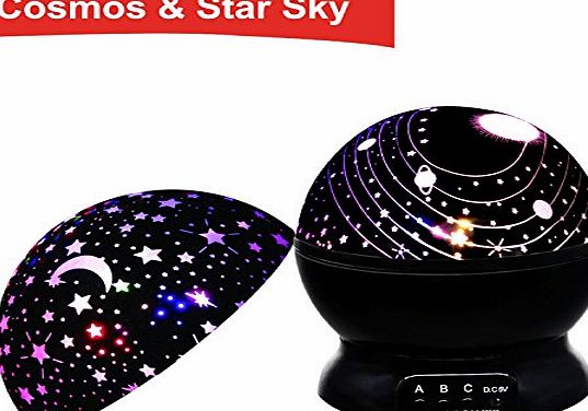 MKQPOWER Night Light projector,Light Up Your Bedroom With This Moon, Star,Sky Romantic LED Nightlight Projector- Best Gift for Men Women Teens Kids Children Sleeping Aid(Black with 2 lids)
