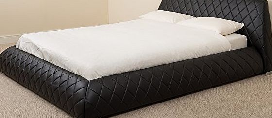 MODERN FURNITURE DIRECT  Giovani Designer Leather King Size Bed and 8-Inch Deluxe Memory Foam Mattress 5 ft, Black