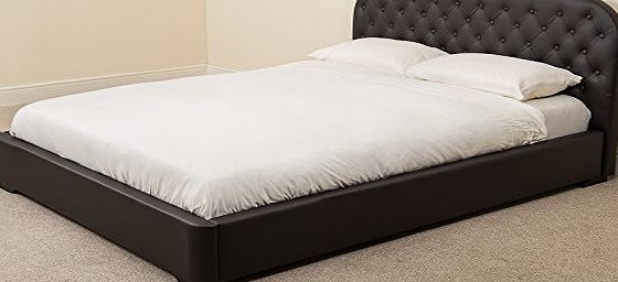 MODERN FURNITURE DIRECT  Siena Designer Leather King Size Bed and 10-Inch Supreme Memory Foam Mattress 5 ft, Brown