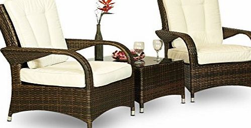 MODERN FURNITURE DIRECT Nevada Rattan Garden Outdoor Patio Conservatory Lounge Furniture 2 Seat ArmChair set amp; Glass Table   Cushions