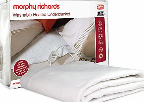 Morphy Richards 600112 All Night Heated Underblanket (122cm) New Washable - Double (4 Heat), White
