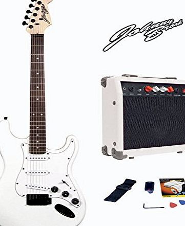 MP Essentials Johnny Brook Electric Guitar Kit with 20W Amplifier (FULL KIT) (White)