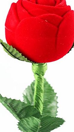 Museya Novelty Romantic Red Rose Flower Shaped Velvet Jewelry Engagement Ring Gift Box Case