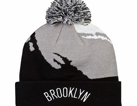 n/a Brooklyn Nets Paintbrush Bobble Knit Hat Red