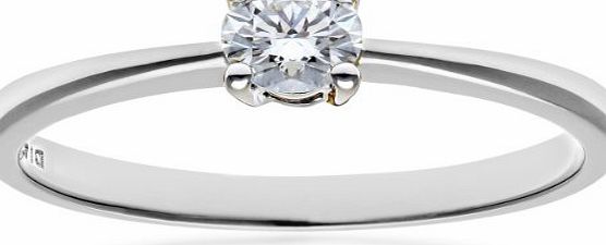 Naava 18 ct White Gold Engagement Ring, IJ/I Certified Diamond, Round Brilliant, 0.25ct, White Gold, L