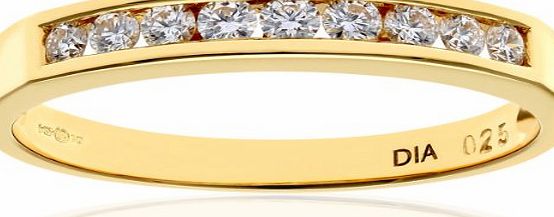 Naava 18 ct Yellow Gold Channel Set Half Eternity Ring, IJ/I Certified Diamonds, Round Brilliant, 0.25ct, Yellow Gold, M