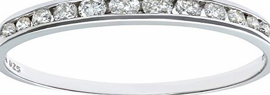 Naava 9 ct White Gold Quarter Carat Diamond Channel Set Half Eternity Ring, White Gold, M