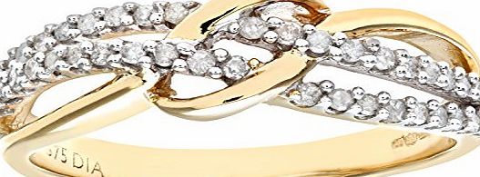 Naava 9 ct Yellow Gold 0.20 ct Diamond Fancy Curve Eternity Ring, Size: N