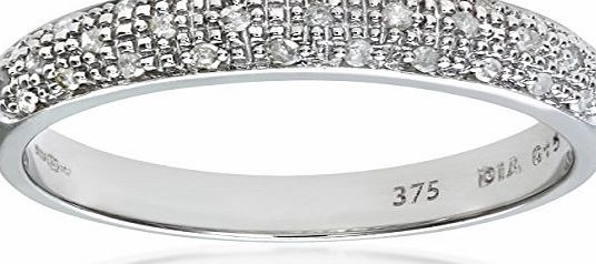 Naava Eternity Ring, 9 ct White Gold Diamond Ring, Pave Set, 15 ct Diamond Weight