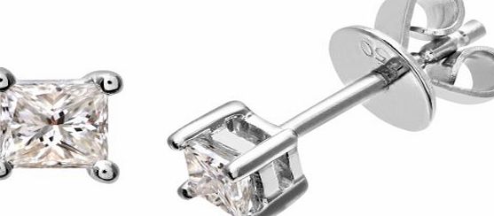 Naava Platinum Stud Earrings, J/I Certified Diamonds, Princess Cut, 0.25ct