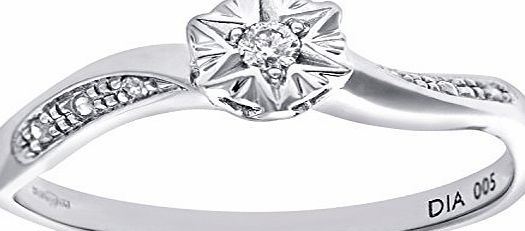 Naava Womens 9 ct White Gold Diamond Accent Ring, White Gold, N