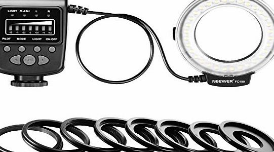 Neewer FC100 LED Macro Ring Flash With 7 Adapter Rings for Canon EOS 1D/ 1Ds Series 7D/5D MarkII 60D 50D 40D 30D 20D 10D 550D 500D 450D 400D 350D 300D, Nikon D7000 D3100 D3200 D5100 D5000 ,Sony and O