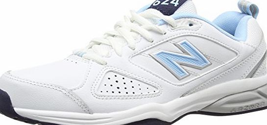 New Balance WX624WB4, WomenS Multisport Indoor Shoes, White (White/Blue), 8 UK (41 1/2 EU)