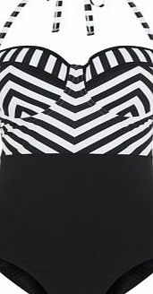 New Look White Zig Zag Stripe Halter Neck Swimsuit 3348045