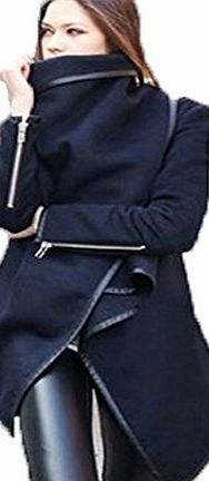newfacelook  Womens Ladies Designer PU Zipper Trench Parka Casual Jacket Coat Outerwear