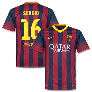 Nike 13-14 Barcelona Home Authentic Shirt   Sergio 16