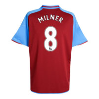 Nike Aston Villa Home Shirt 2008/09 with Milner 8