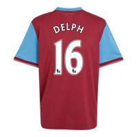 Nike Aston Villa Home Shirt 2009/10 with Delph 16