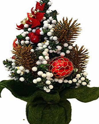 Ninjia Mini Christmas Tree Decoration Christmas Tree Christmas Decorations Exquisite Decoration,red with small snowballs