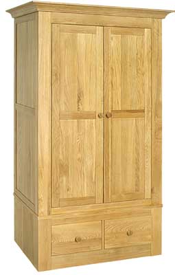 oak Wardrobe Double with 2 drawers Lyndhurst