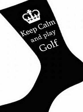 Oaktree Gifts Mens Black Keep Calm and play Golf Socks. A Fun Novelty Birthday Present or Christmas Gift for Golfer Husband, Dad, Friend, Son, Father