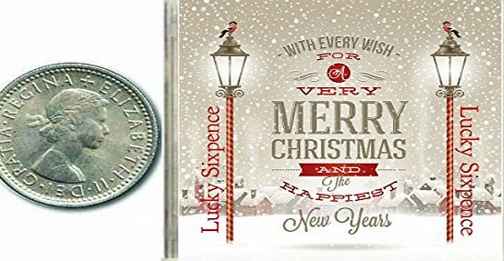 Oaktree Gifts Merry Christmas amp; Happy New Year Lucky Sixpence Coin Gift or Traditional Decoration. Great inspirational family good luck charm. Present idea for xmas. Mum, Dad, Friend, Relative, Son, Daughter, T
