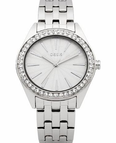 Oasis Ladies Quartz Watch with Silver Dial Analogue Display and Silver Bracelet B1196