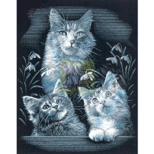 Oasis Reeves Silver Scraperfoil Cute Kittens