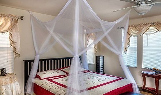 OctoRose  ?4 Poster Bed Canopy Netting Functional Mosquito Net Full Queen King (White) by OctoRose