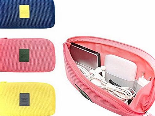 ODN Organizer System Kit Case Portable Storage Bag Digital Gadget Devices USB Cable Earphone Pen Travel Cosmetic Insert (S, Pink)