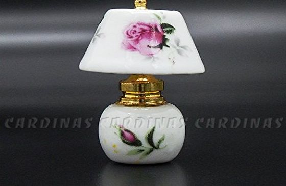 Odoria 1:12 Miniature Vintage White Table Lamp Porcelain Dollhouse Furniture Accessories