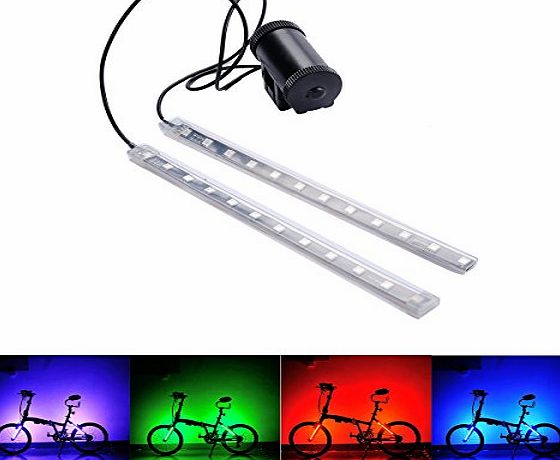 Oenbopo Bicycle LED Light Strip Bar, Oenbopo Waterproof Magical MTB Bike Bicycle Fork Light Strip Light Bar 12 LEDs 8Modes (Light Bar)