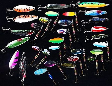 OGORI Fishing Lures Spinner Baits Crankbait Assorted Fish Hooks Tackle (set of 30)