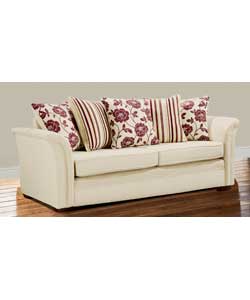 Olivia Large Sofa - Natural With Red