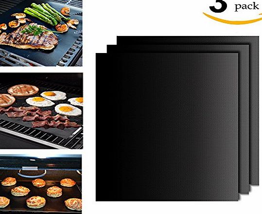 ONCEMET BBQ Grill Mats - Set of 3 (16 x 13 Inch) Durable, Non-Stick, Heat Resistant and Dishwasher Safe ,Use on Gas, Charcoal, Electric BBQ Grills