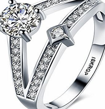 One Cent Online Eternity Love Women Wedding Engagement Rings 18K Gold Plated Cz Diamonds Bands Solitaire Princess Cut Promise Anniversary Bridal Jewelry Infinity Love for Her, 8
