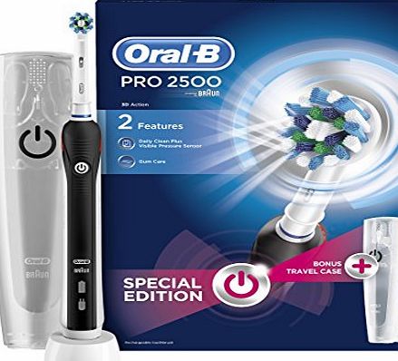 Oral-B Pro 2500 Electric Rechargeable Toothbrush Powered by Braun - Black (Packaging May Vary)