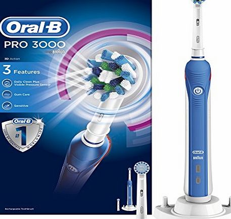Oral-B Pro 3000 CrossAction Electric Rechargeable Toothbrush Powered by Braun