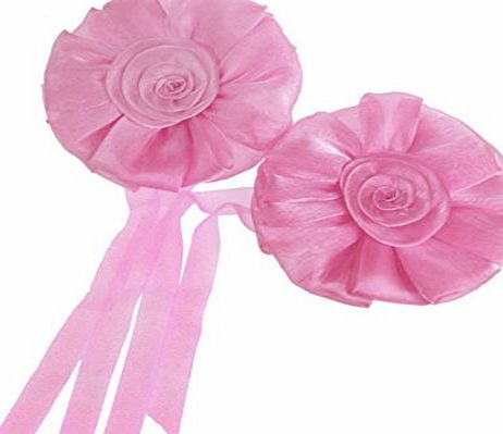 Ouneed Fashion 1Pair Rose Flower Window Curtain Tieback Buckle Clamp Hook Fastener Decor (Pink)